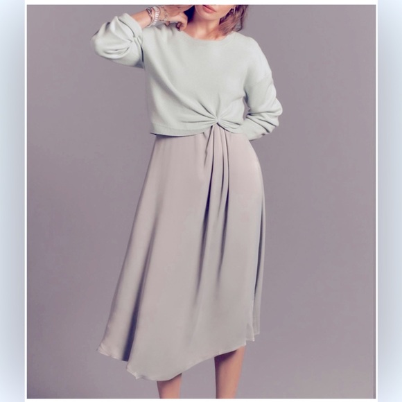 Anthropologie Gemini twofer sweater dress sage green color - Picture 8 of 8